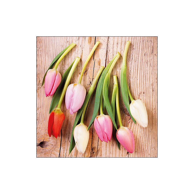 1 Pakje papieren lunch servetten - Tulips On Wood - Ambiente 1 Pakje papieren lunch servetten - Tulips On Wood - Ambiente
