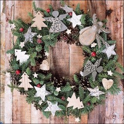 1 Pakje papieren lunch servetten - X-Mas Wreath - Ambiente