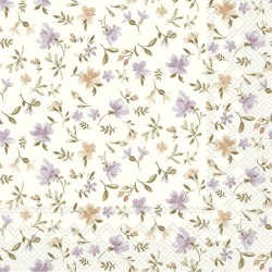 1 Pakje papieren lunch servetten - Fleurs lilac orange - IHR