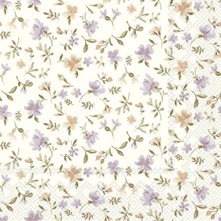 1 Pack Paper Lunch Napkins - Fleurs lilac orange - IHR
