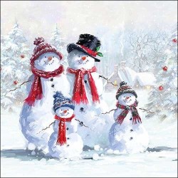 1 Pack Paper Lunch Napkins - Snowmen With Hat - Ambiente
