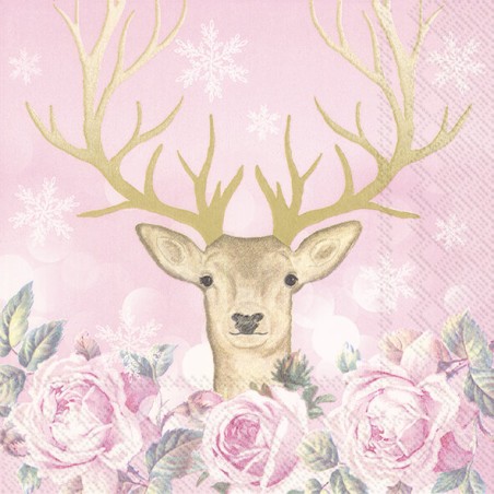 1 Pakje papieren lunch servetten - More romance my deer pink - IHR
