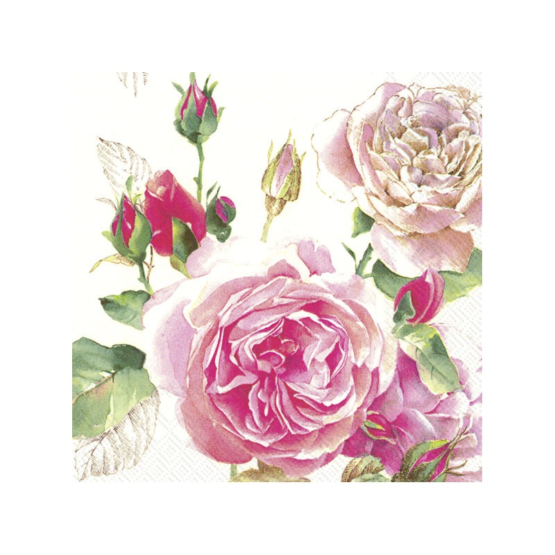 1 Pack Paper Lunch Napkins - Tea rose white - IHR 1 Pack Paper Lunch Napkins - Tea rose white - IHR