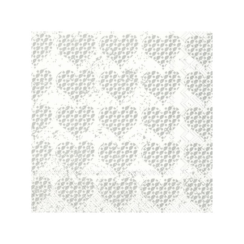 Paper Lunch Napkins - Fancy hearts silver - IHR Paper Lunch Napkins - Fancy hearts silver - IHR