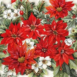 1 Pack Paper Lunch Napkins - Poinsettia All Over - Ambiente