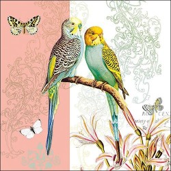 1 Pack Paper Lunch Napkins - Budgies Coral - Ambiente