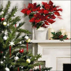 1 Pakje papieren lunch servetten - Pointsettia On Chimney - Ambiente
