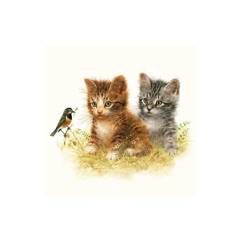 papieren lunch servetten - Kitten Friend - Katten - Poezen - Kitten - Vogels - Ambiente