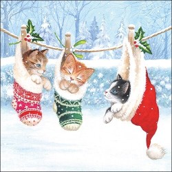 1 Pakje papieren lunch servetten - Kitten In Winterland - Ambiente