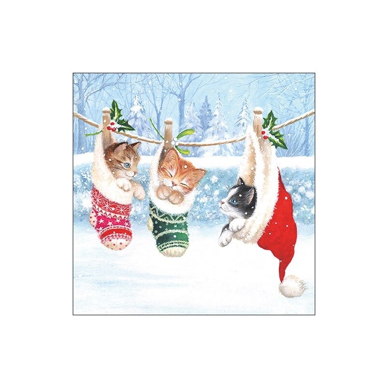 1 Pack Paper Lunch Napkins - Kitten In Winterland - Ambiente 1 Pack Paper Lunch Napkins - Kitten In Winterland - Ambiente