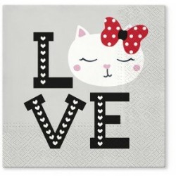 1 Pack Paper Lunch Napkins - Elegant Lovely Cat - Tete à Tete
