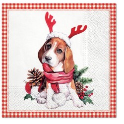 1 Pack Paper Lunch Napkins - Santa dog - PAW