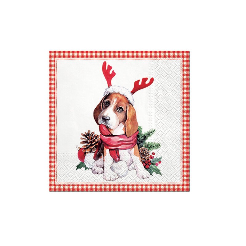 1 Pakje papieren lunch servetten - Santa dog - PAW 1 Pakje papieren lunch servetten - Santa dog - PAW