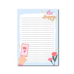 A5 Notepad - Stationery - Flowers - Blue - Double Sided