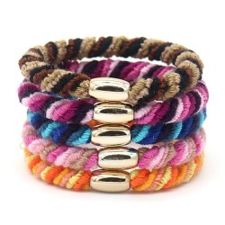 Haarelastiek - Bruin, Paars, Blauw, Roze en Oranje