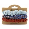 Haarelastiek - Scrunchies  - Blauw, Blauwe ruit en Bruin