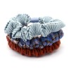 Haarelastiek - Scrunchies  - Blauw, Blauwe ruit en Bruin