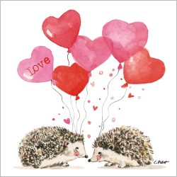 1 Pakje papieren lunch servetten - Hedgehogs in love - Egel - Valentijn - PPD