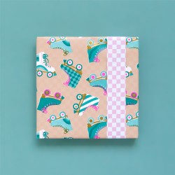 Wrapping Paper - Roller Skates Nude - Check Blush Pink - 70cm wide
