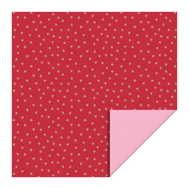 Wrapping Paper - Small Hearts Cherry Red Gold Foil - Blush Pink - 70cm wide Wrapping Paper - Small Hearts Cherry Red Gold Foil - Blush Pink - 70cm wide