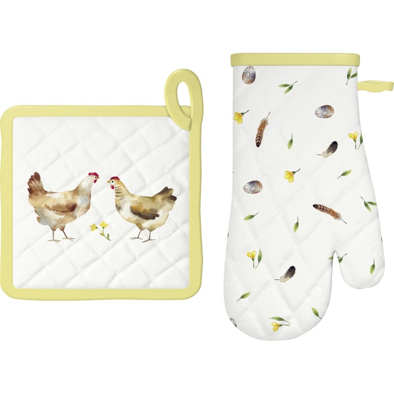 Pot holder and oven mitt set - Helene - IHR Pot holder and oven mitt set - Helene - IHR