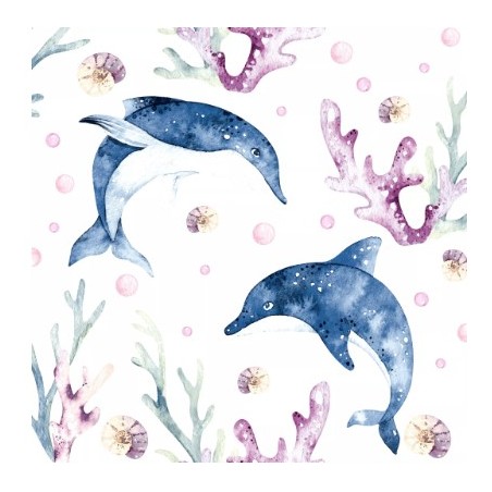 papieren lunch servetten - Playing Dolphins - Paper+Design