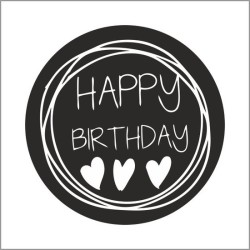 Sticker zwart happy birthday sluitsticker