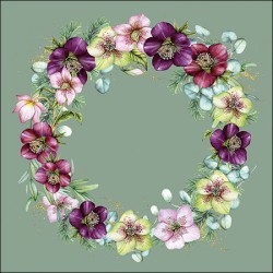 paper lunch napkins - Christmas Rose Green - Ambiente