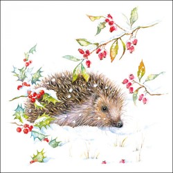 papieren lunch servetten -  Hedgehog in winter - Ambiente - Egel - Sneeuw