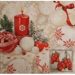 1 Pack paper lunch napkins - Red candle - Daisy  -  Christmas - Candles