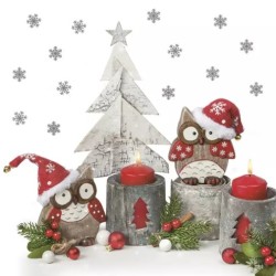 Paper lunch napkins - Christmas - Owls in santa hats - Daisy -  Owls