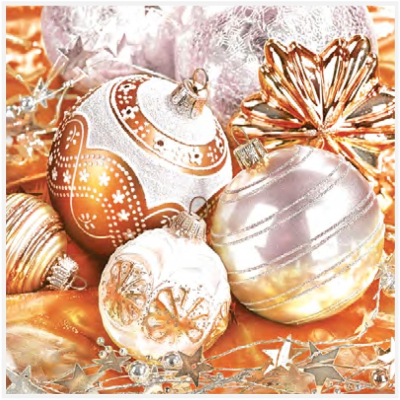 Paper lunch napkins - Christmas - Shiny gold baubles - Maki Paper lunch napkins - Christmas - Shiny gold baubles - Maki
