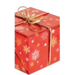 wrapping paper - Snowflakes - Red - Gold - 70 cm wide