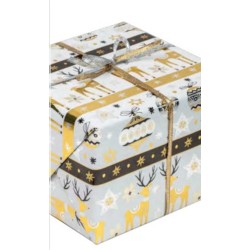 wrapping paper - Christmas - Silver - Gold - Black - 70 cm wide