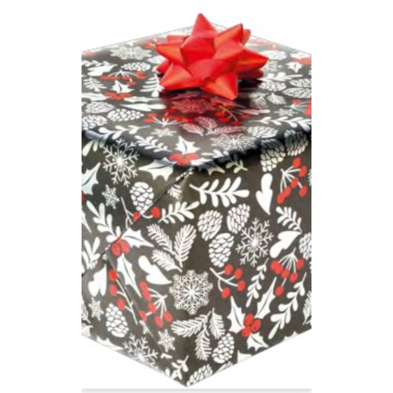 Wrapping paper - Christmas - Black - White - 70cm wide