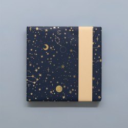 Wrapping paper - Galaxy Midnight Blue Gold Foil - Dark Sand - 70cm wide - House of Products - Stars - Moon