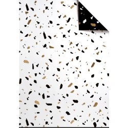 cadeaupapier - Terrazzo Goud - 30 cm breed - Kerst - Zwart - Goud - Wit