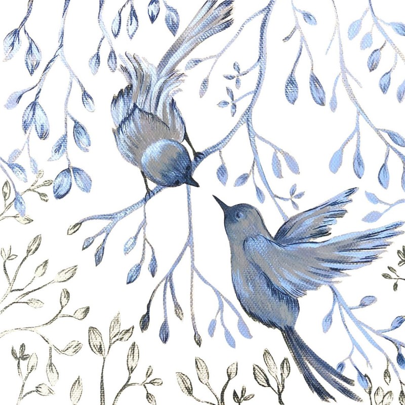 1 Pakje papieren lunch servetten - Jardin japonais en blanc - PPD - Dieren - Vogels - Blauw - Wit 1 Pakje papieren lunch servetten - Jardin japonais en blanc - PPD - Dieren - Vogels - Blauw - Wit
