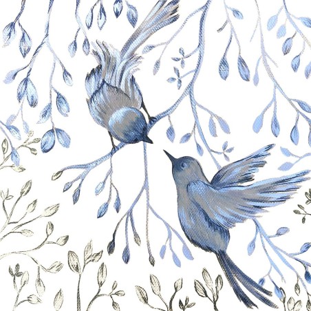 1 Pakje papieren lunch servetten - Jardin japonais en blanc - PPD - Dieren - Vogels - Blauw - Wit