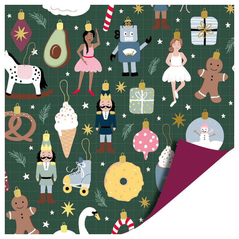 Wrapping Paper - Xmas Nutcracker Green - Red
