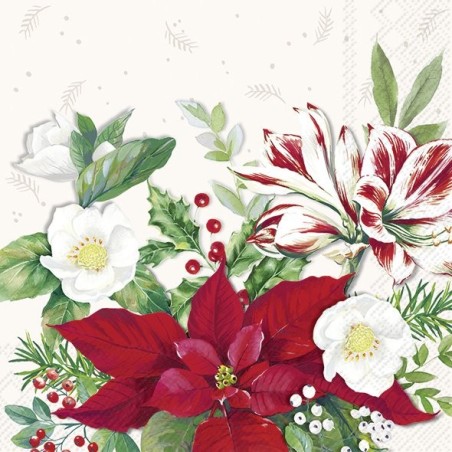 papieren lunch servetten - Christmas florals - IHR - Kerst - Bloemen