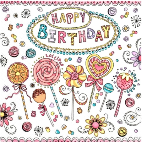 1 Pack paper lunch napkins - Happy birthday - Daisy