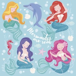 1 Pack paper lunch napkins - Pastel Mermaids - Daisy