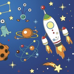 1 Pack paper lunch napkins - Space Rockets and Aliens - Daisy