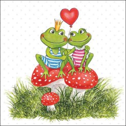1 pack paper lunch napkins - Frogs in love - Ambiente - Frogs - Love - Valentine