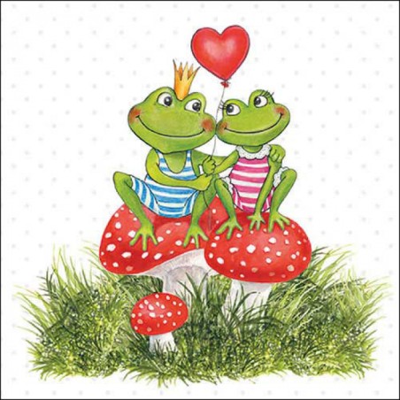 1 Pakje papieren lunch servetten - Frogs in love - Ambiente - Kikkers - Liefde - Valentijn