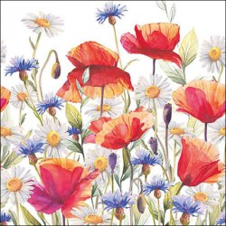 Ambiente - paper lunch napkins - Poppies and cornflowers - Flowers