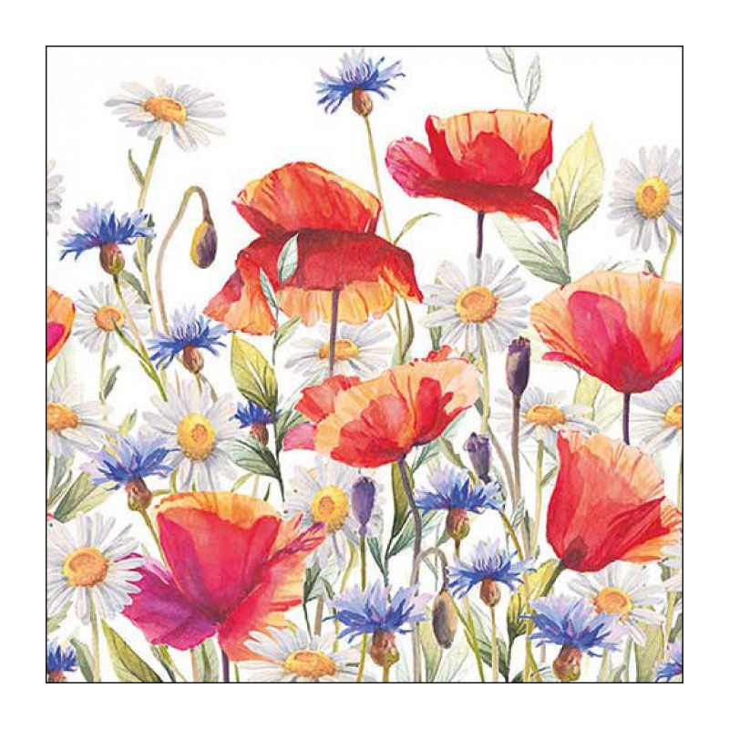 Ambiente - paper lunch napkins - Poppies and cornflowers - Flowers Ambiente - paper lunch napkins - Poppies and cornflowers - Flowers
