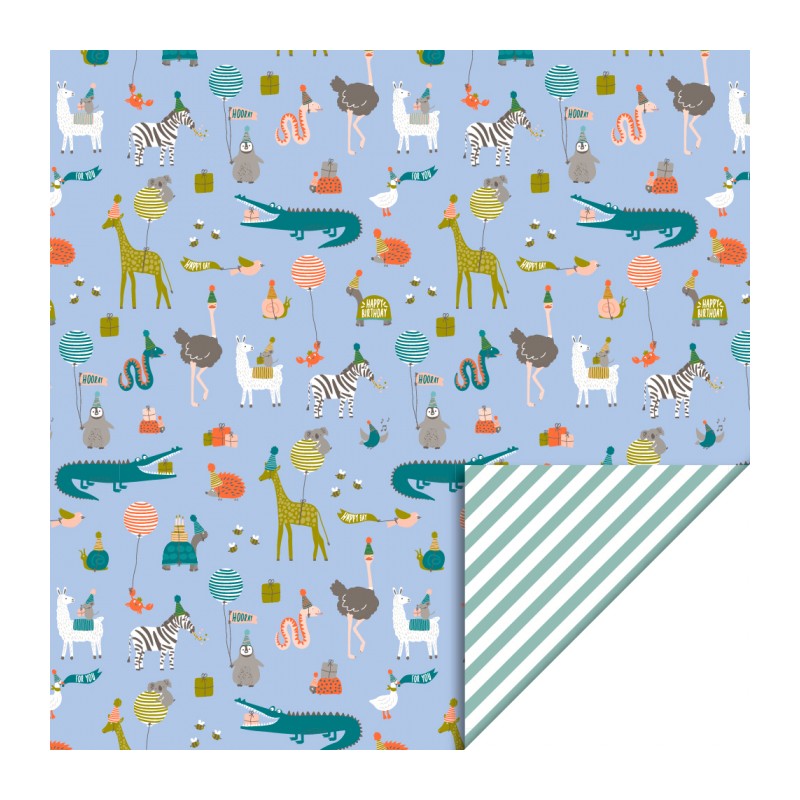 Cadeaupapier - Party Animals Sky Blue - Stripes Misty Green-70cm breed-House of Products-Dieren-Blauw-Groen-Geschenkenlaantje.nl Cadeaupapier - Party Animals Sky Blue - Stripes Misty Green-70cm breed-House of Products-Dieren-Blauw-Groen-Geschenkenlaantje.nl