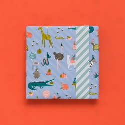 Wrapping Paper - Party Animals Sky Blue - Stripes Misty Green - 70cm wide